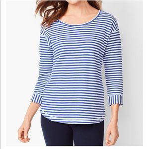 Talbots Petite CRISSCROSS 3/4 SLEEVE TEE STRIPES